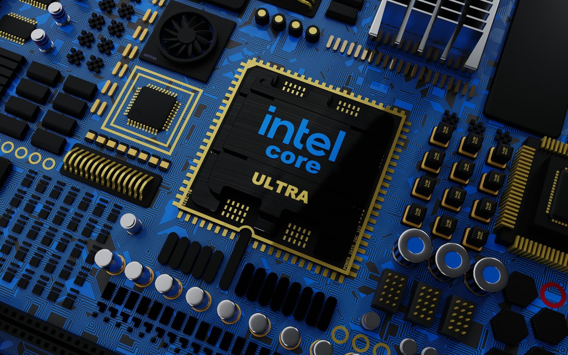 intel logo on a blue background